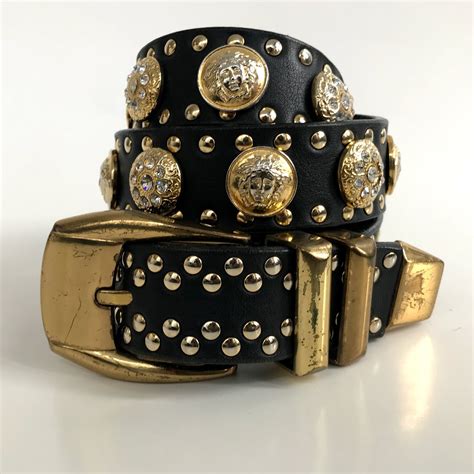 versace vintage logo leather belt|gianni versace belt price.